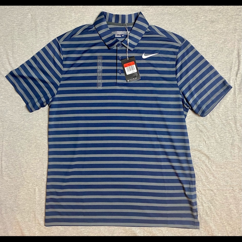 Nike Golf Polo LARGE New With Tags Navy/Grey